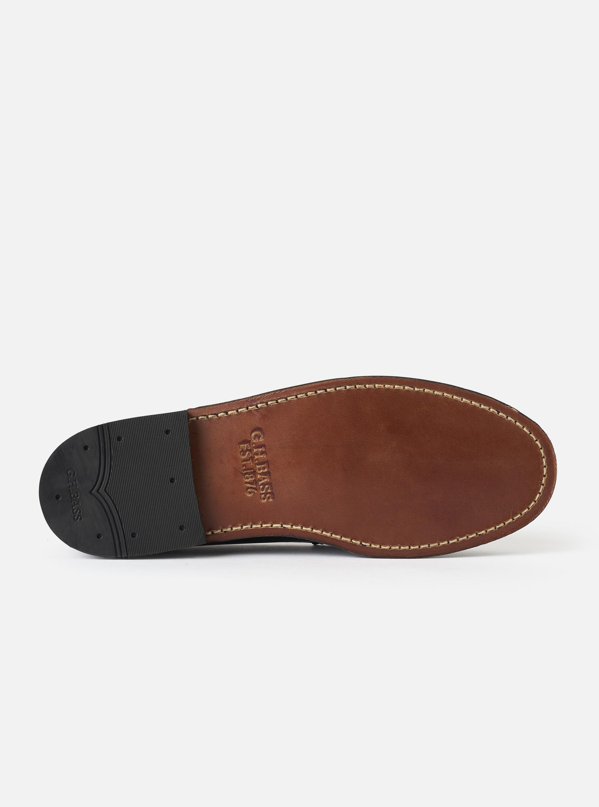 G.H.Bass Black Leather Weejuns Heritage Larson Moc Penny Loafer