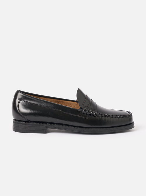 G.H.Bass Black Leather Weejun II Larson Moc Penny Loafer