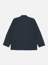 The back of a navy broadcloth Cancun Jacket on a white background. The jacket has short sleeves and a relaxed fit.