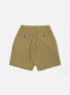 Back view of Yellow Japanese Seersucker Pleated Track Short on a white background. The shorts have a yellow and black checkered pattern and two pockets.