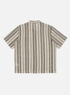 Back view of the Charcoal Cotton Lattice Road Shirt on a white background. The shirt features a charcoal and cream lattice pattern.