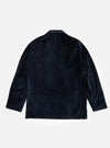 Back view of the Navy Velveteen Two Button Jacket on a white background. The jacket is a rich navy color and appears to be made of soft velveteen.