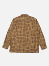Back view of the Khaki Patch Check Twill Fatigue Shirt on a white background. The shirt features a brown and khaki check pattern and long sleeves.