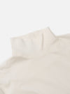Close-up of the ecru Single Jersey Funnel Neck Tee on a white background. The soft, neutral-colored fabric is highlighted, showing the texture and the funnel neck design.