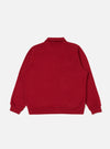 Back view of the Red Brush Back Sweat Tyler Sweat Jacket on a white background. The jacket is a solid red color and has a collared neckline.