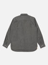 Back view of the Charcoal Brushed Organic Cotton Square Pocket Shirt on a white background. The shirt is charcoal gray and made of organic cotton.