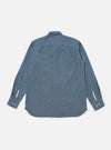 The back of a Blue Brushed Marl Twill Square Pocket Shirt laid flat on a white background. The shirt is long-sleeved and made of twill material.