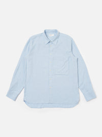 The Light Blue Brushed Marl Twill Square Pocket Shirt is displayed on a white background. The shirt is a light blue color and has a square pocket on the chest.