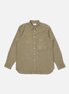 The Mustard Brushed Marl Twill Square Pocket Shirt is laid flat on a white background. The shirt is a light brown color and has a square pocket.