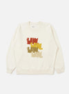 An Ecru Brush Back Sweat FM Raglan Sweatshirt is shown laid flat against a solid white background. The sweatshirt features raglan sleeves, a ribbed crew neck, and ribbed detailing on the cuffs and hem.