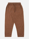 A pair of Brown Meco Denim Hi Water Trousers is shown from the back, laid flat against a solid white background. The image highlights the rear construction, featuring two large patch pockets and a straight-leg silhouette.