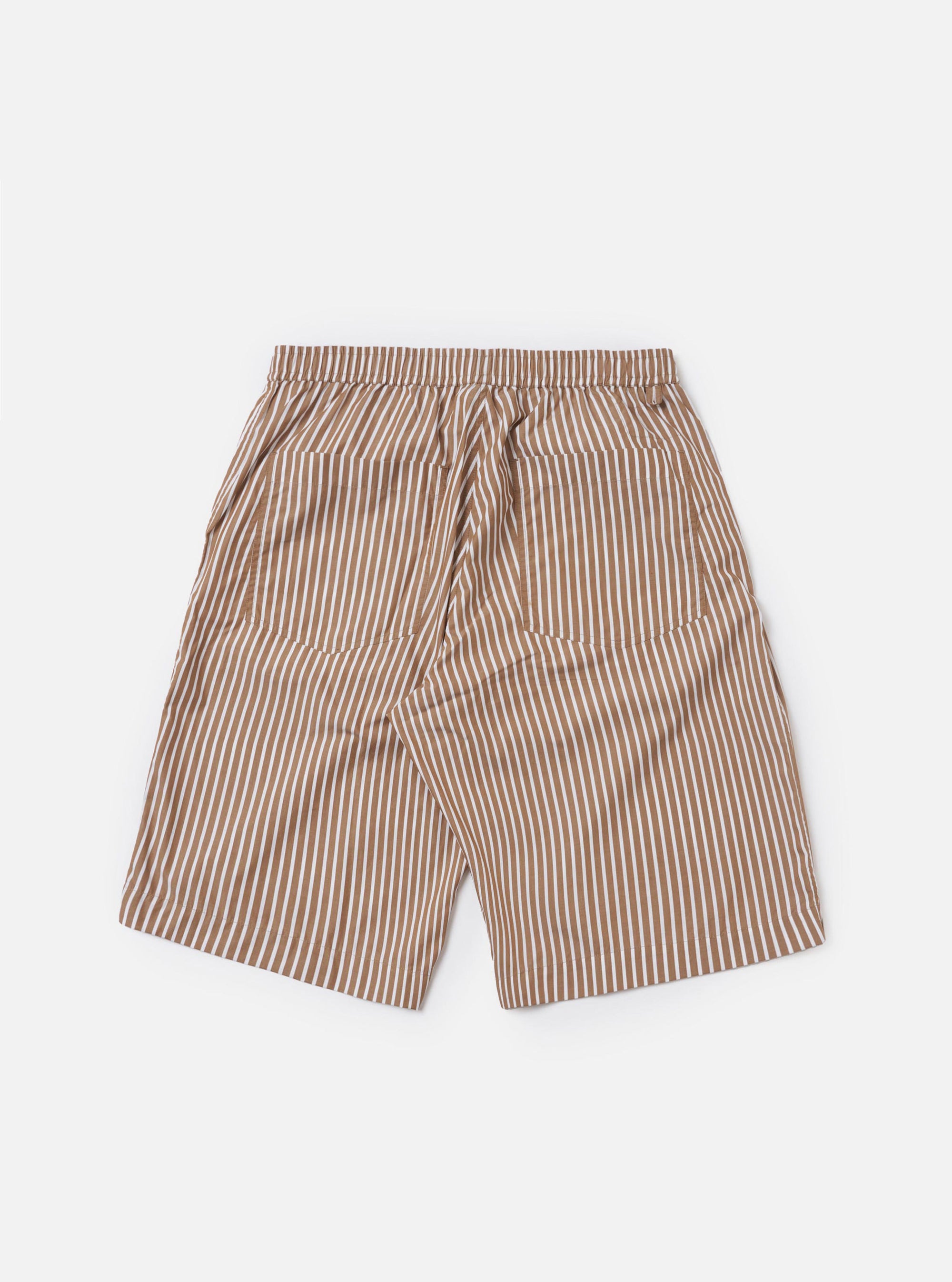 Brown/White Cotton Stripe Vacation Short