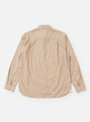 The back of the Brown/White Cotton Stripe Square Pocket Shirt is shown from a rear perspective, laid flat against a solid white background. The image highlights the vertical brown and white stripes, a straight hem, and a horizontal back yoke.