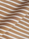 A close-up fabric swatch of the Brown/White Cotton Stripe Square Pocket Shirt, showcasing a pattern of alternating brown and white vertical stripes. The image highlights the fine texture of the cotton material.
