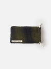 Product photograph of the A. SOCIETY x Universal Works Grey Havana Hollywood Sunglasses set on an olive fabric pouch over a plain white background, highlighting the grey Havana pattern.