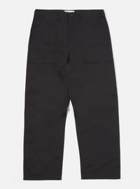 The Black Twill Fatigue Pant (Undarted) in black twill on a white background. The pants have a relaxed fit with front patch pockets.