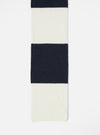Close-up of the Navy/Ecru Soft Wool Deluxe Football Scarf on a white background. The scarf features alternating navy and ecru stripes.
