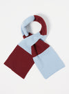 The Sky/Claret Soft Wool Deluxe Football Scarf is displayed on a white background. The scarf is folded in a loop, showing the sky blue and claret color blocks.