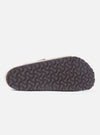 Close-up of the sole of a Birkenstock Taupe Suede Zürich sandal on a white background, showing the textured pattern.